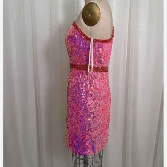 Aleta Hot Pink Iridescent mini dress - Picture 5 of 6